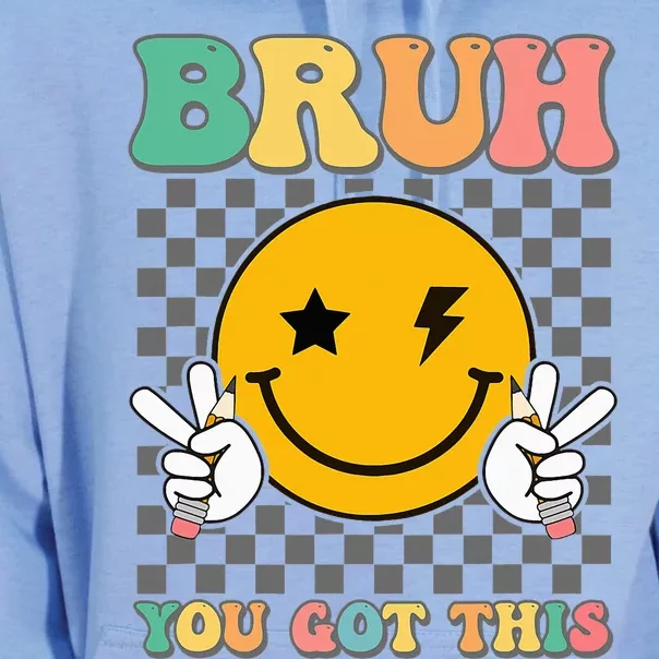 State Testing Day Teacher Groovy Smile Bruh You Got This Unisex Surf Hoodie