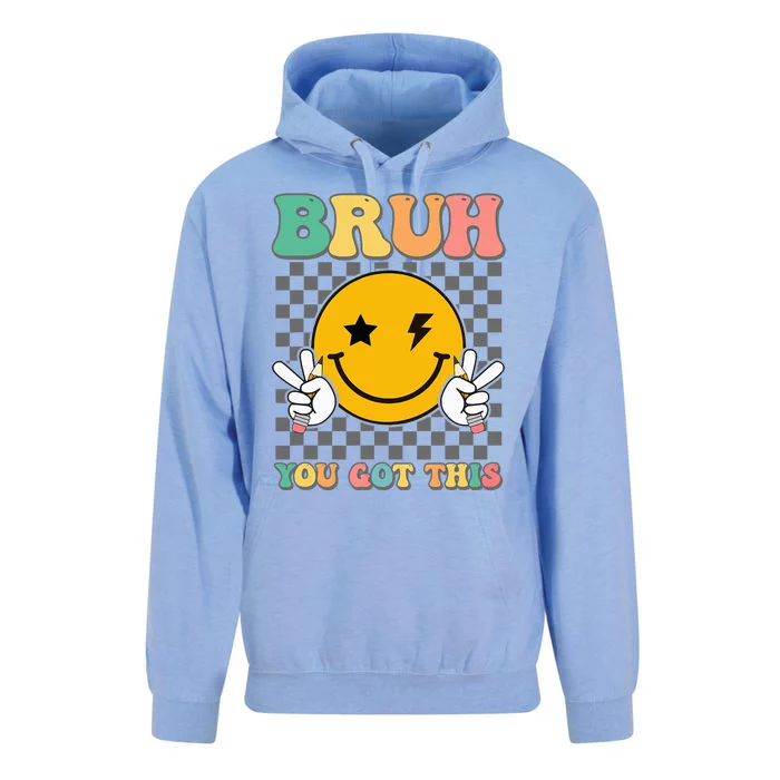 State Testing Day Teacher Groovy Smile Bruh You Got This Unisex Surf Hoodie