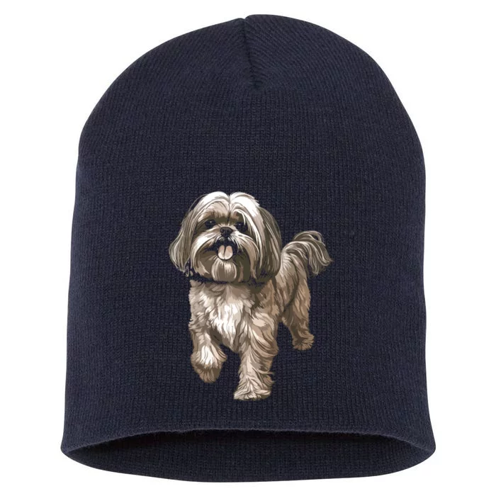 Shih Tzu Dog Animal Face Graphic For Men Women Girl Short Acrylic Beanie