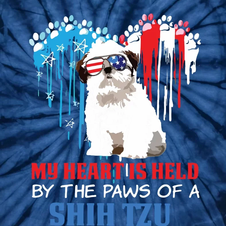 Shih Tzu Dog Heart 4th Of July Dog Lover USA Flag Men Women Tie-Dye T-Shirt