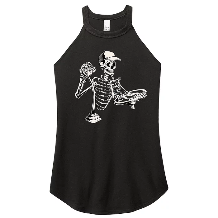 Skeleton Truck Driver Funny Big Trucking Trucker Women’s Perfect Tri Rocker Tank