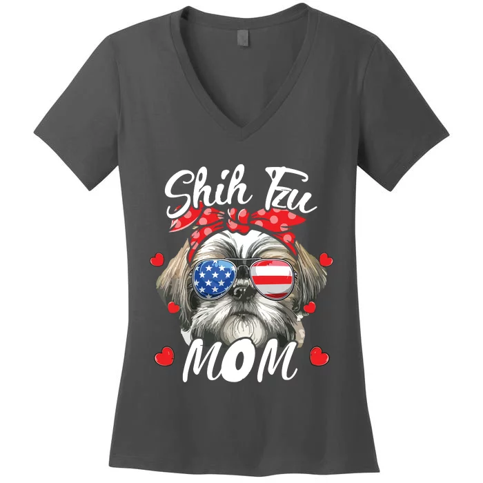 Shih Tzu Dog Mom Shih Tzu Mama Puppy Womens Mothers Day Women's V-Neck T-Shirt