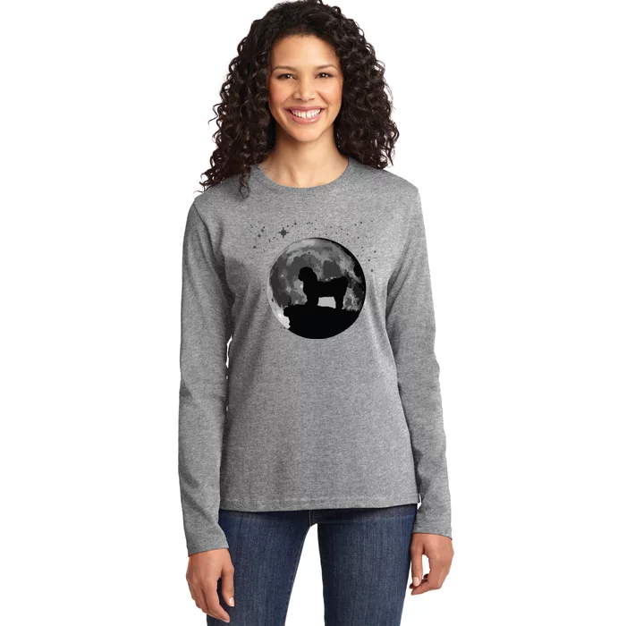 Shih Tzu Dog Moon Ladies Long Sleeve Shirt