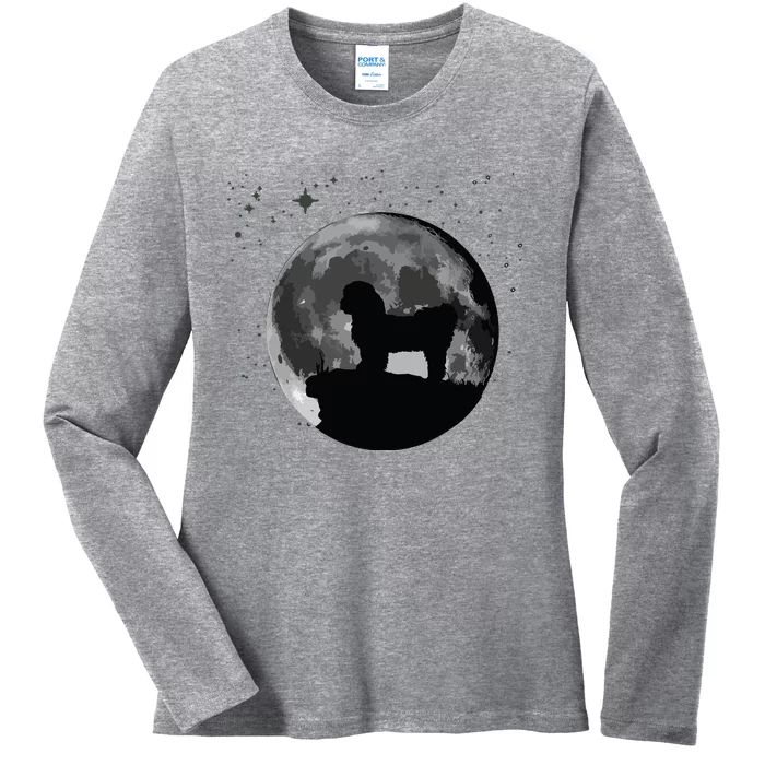 Shih Tzu Dog Moon Ladies Long Sleeve Shirt