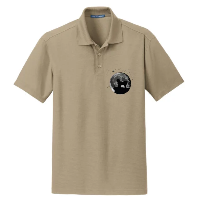 Shih Tzu Dog Moon Dry Zone Grid Performance Polo