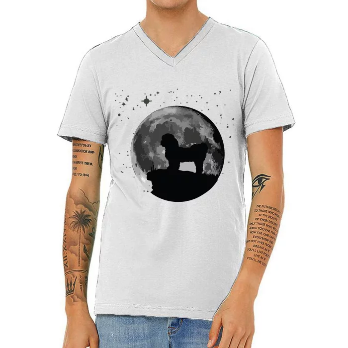 Shih Tzu Dog Moon V-Neck T-Shirt