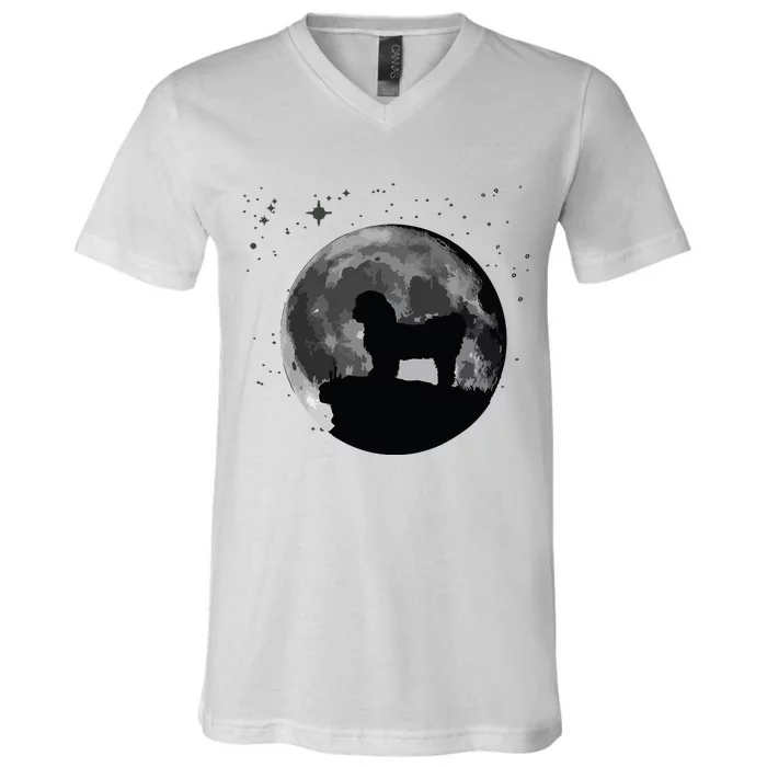 Shih Tzu Dog Moon V-Neck T-Shirt