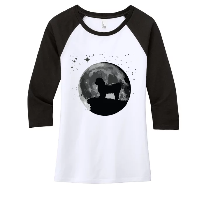 Shih Tzu Dog Moon Women's Tri-Blend 3/4-Sleeve Raglan Shirt