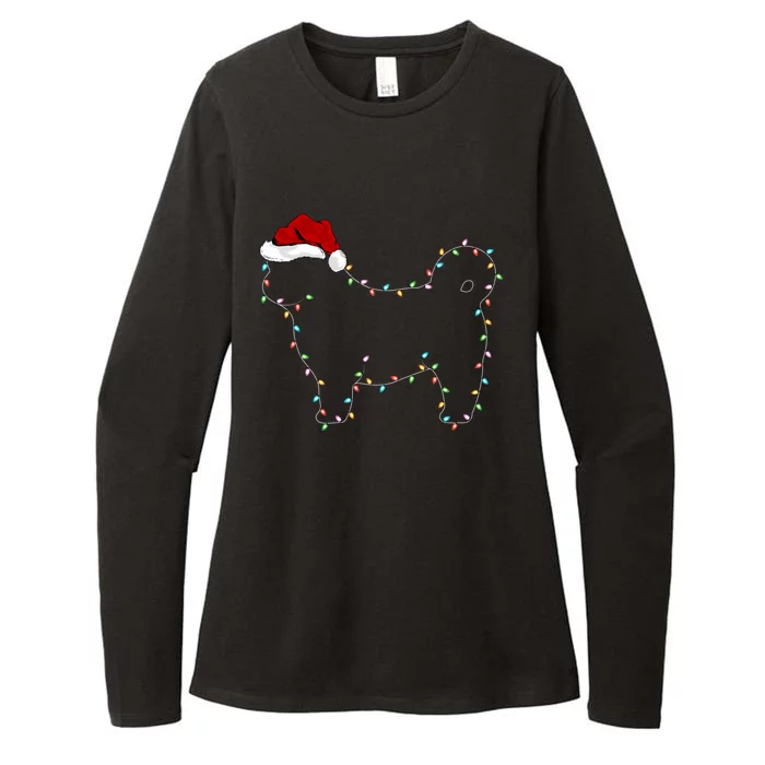 Shih Tzu Dog Xmas Lighting Santa Hat Shih Tzu Christmas Gift Womens CVC Long Sleeve Shirt