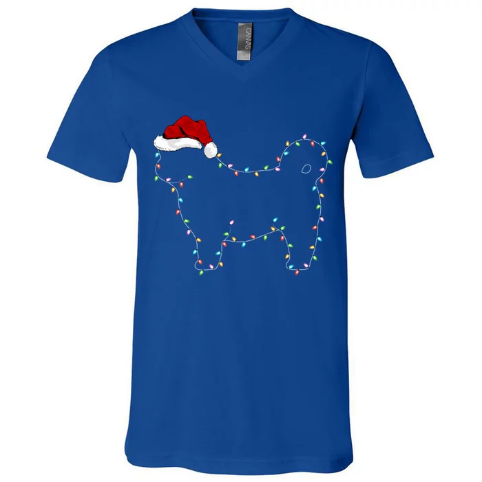 Shih Tzu Dog Xmas Lighting Santa Hat Shih Tzu Christmas Gift V-Neck T-Shirt