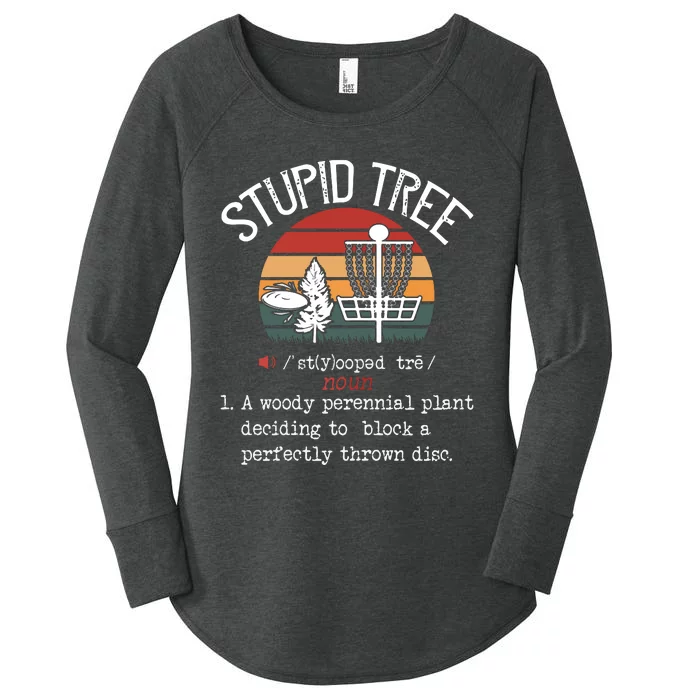 Stupid Tree Disc Golf Funny Gift Frisbee Vintage Women's Perfect Tri Tunic Long Sleeve Shirt