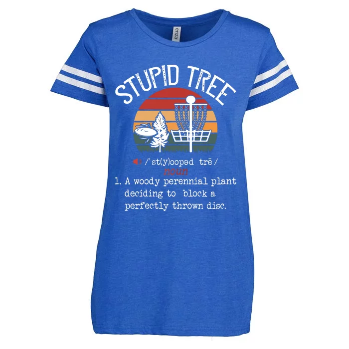 Stupid Tree Disc Golf Funny Gift Frisbee Vintage Enza Ladies Jersey Football T-Shirt