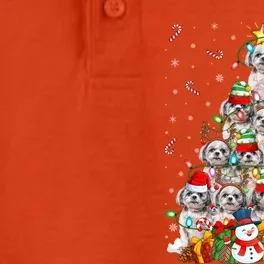 Shih Tzu Dog Xmas Lighting Tree Santa Shih Tzu Christmas Funny Gift Dry Zone Grid Performance Polo