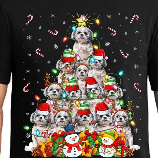 Shih Tzu Dog Xmas Lighting Tree Santa Shih Tzu Christmas Funny Gift Pajama Set