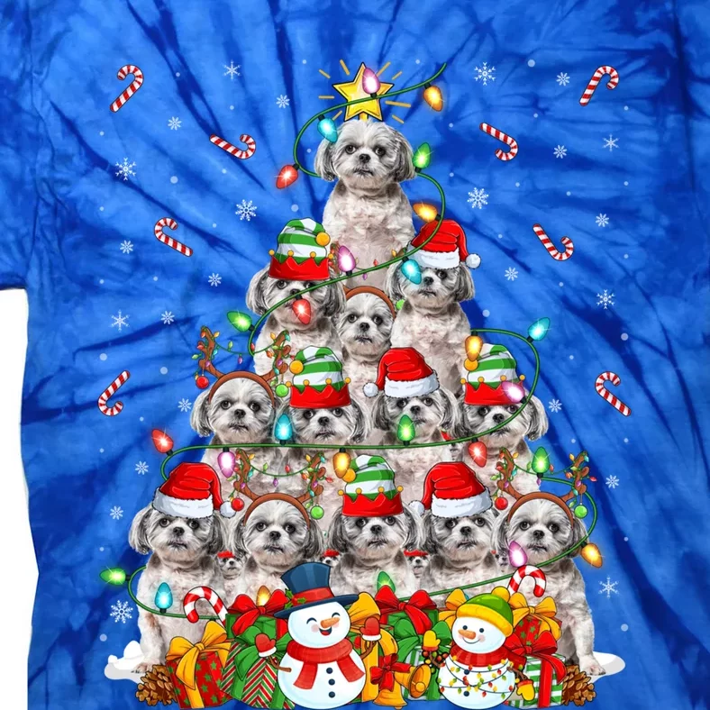 Shih Tzu Dog Xmas Lighting Tree Santa Shih Tzu Christmas Funny Gift Tie-Dye T-Shirt