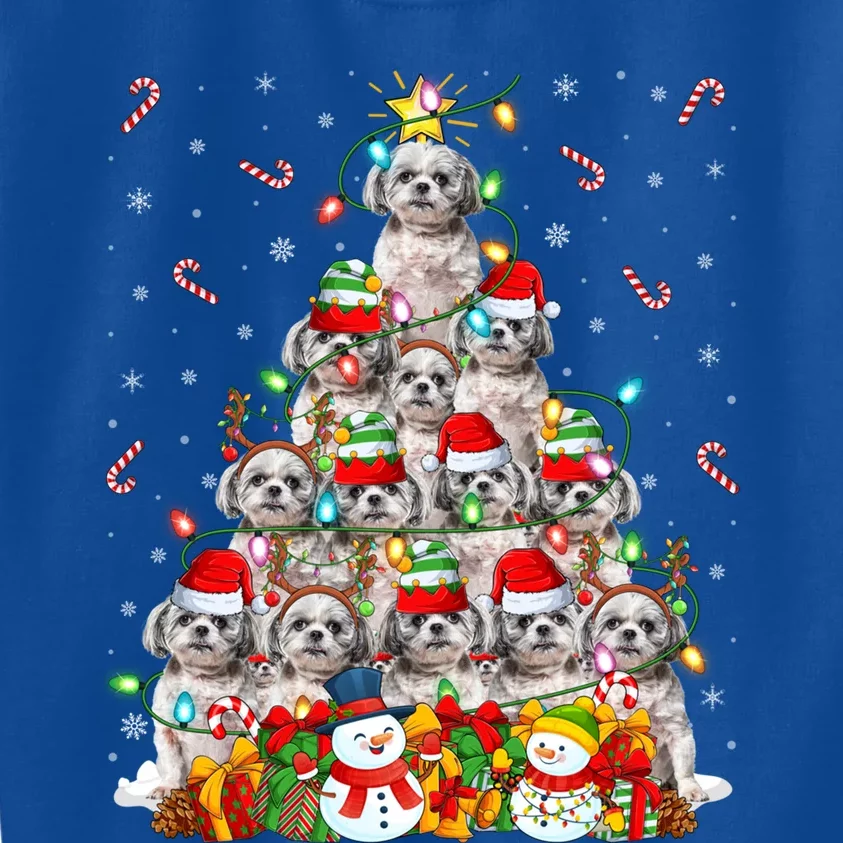 Shih Tzu Dog Xmas Lighting Tree Santa Shih Tzu Christmas Funny Gift Kids Sweatshirt