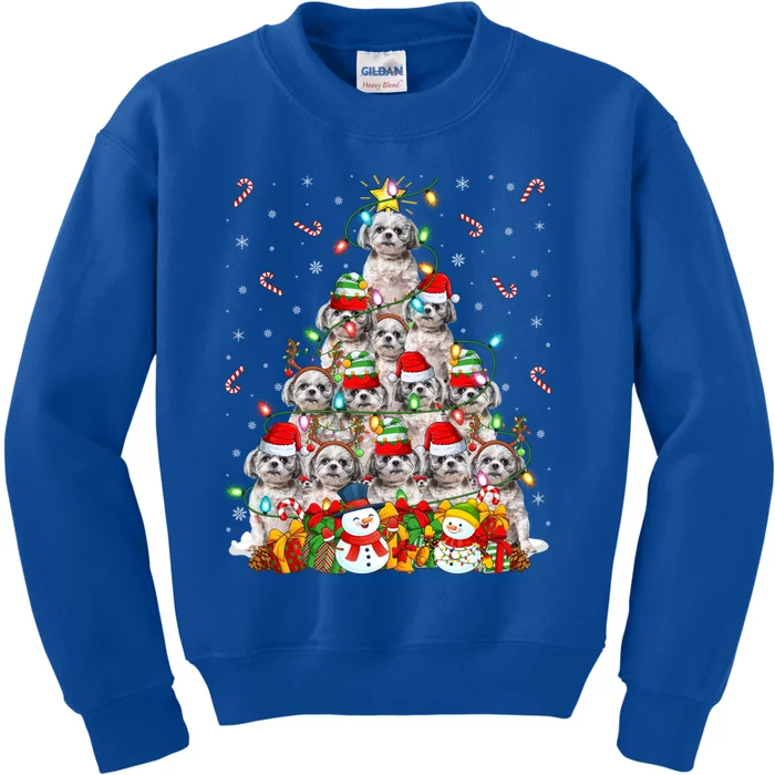 Shih Tzu Dog Xmas Lighting Tree Santa Shih Tzu Christmas Funny Gift Kids Sweatshirt