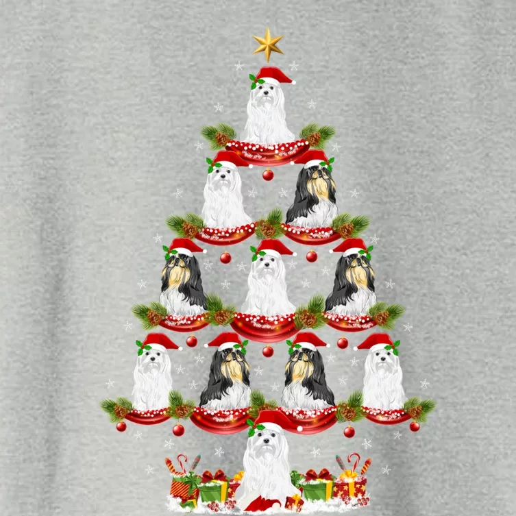 Shih Tzu Dog Xmas Tree Lighting Shih Tzu Christmas Tree Cool Gift Women's Crop Top Tee