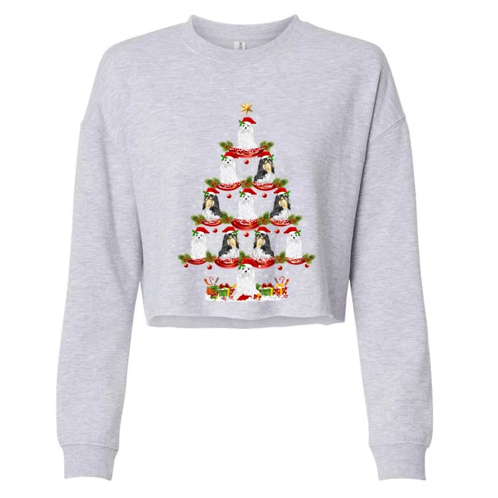 Shih Tzu Dog Xmas Tree Lighting Shih Tzu Christmas Tree Cool Gift Cropped Pullover Crew