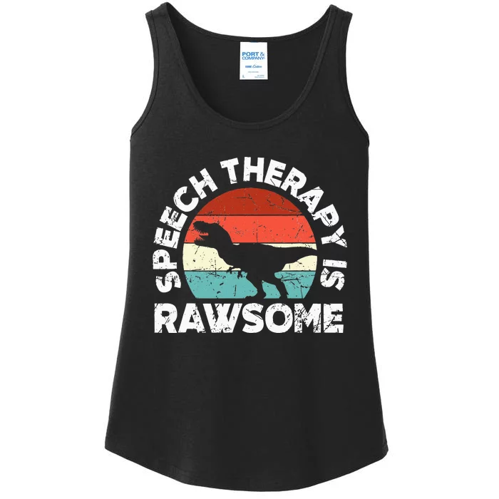 SLP Therapy Dinosaur Rawsome Speech Language Pathologist Ladies Essential Tank