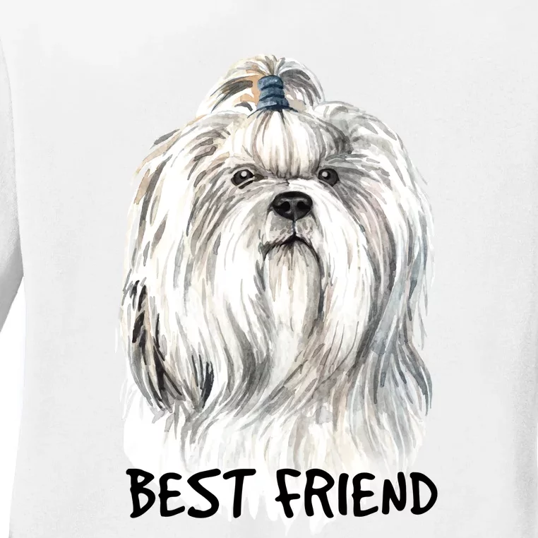 Shih Tzu Dog Ladies Long Sleeve Shirt