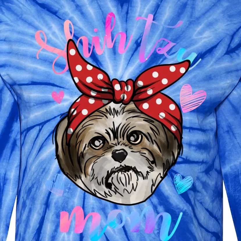 Shih Tzu Dog Lover Funny Cute Mom Mama Mother Gift Tie-Dye Long Sleeve Shirt