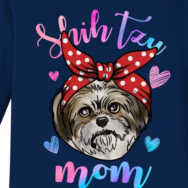 Shih Tzu Dog Lover Funny Cute Mom Mama Mother Gift Baby Long Sleeve Bodysuit