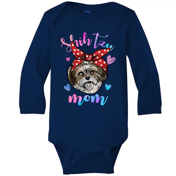 Shih Tzu Dog Lover Funny Cute Mom Mama Mother Gift Baby Long Sleeve Bodysuit