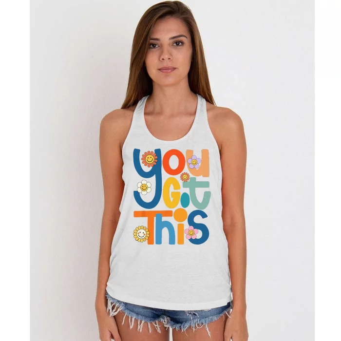 State Testing Day Motivational Teacher Groovy You Got This Women's Knotted Racerback Tank