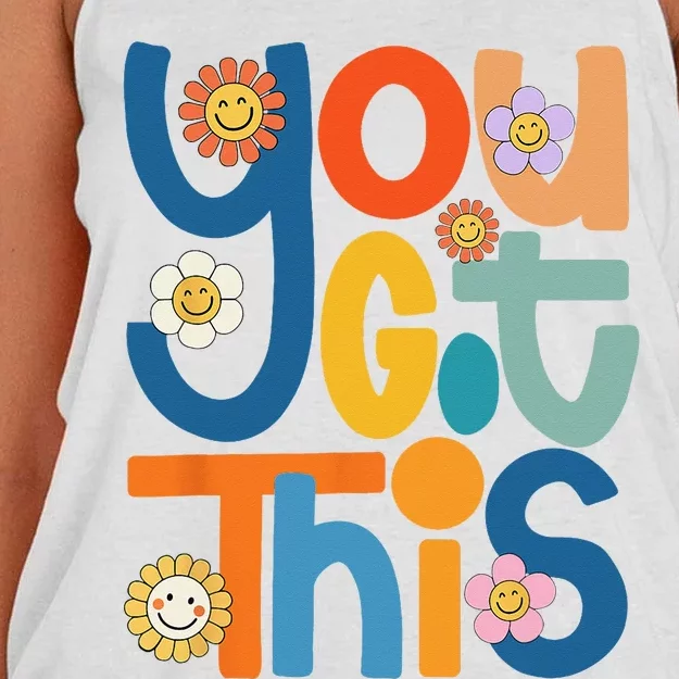 State Testing Day Motivational Teacher Groovy You Got This Women's Knotted Racerback Tank