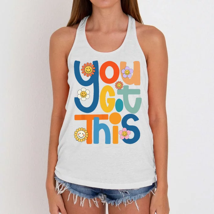 State Testing Day Motivational Teacher Groovy You Got This Women's Knotted Racerback Tank