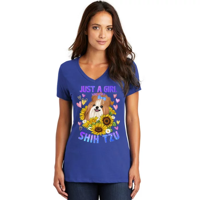 Shih Tzu Dog Lover Funny Cute Puppy Gift Women's V-Neck T-Shirt