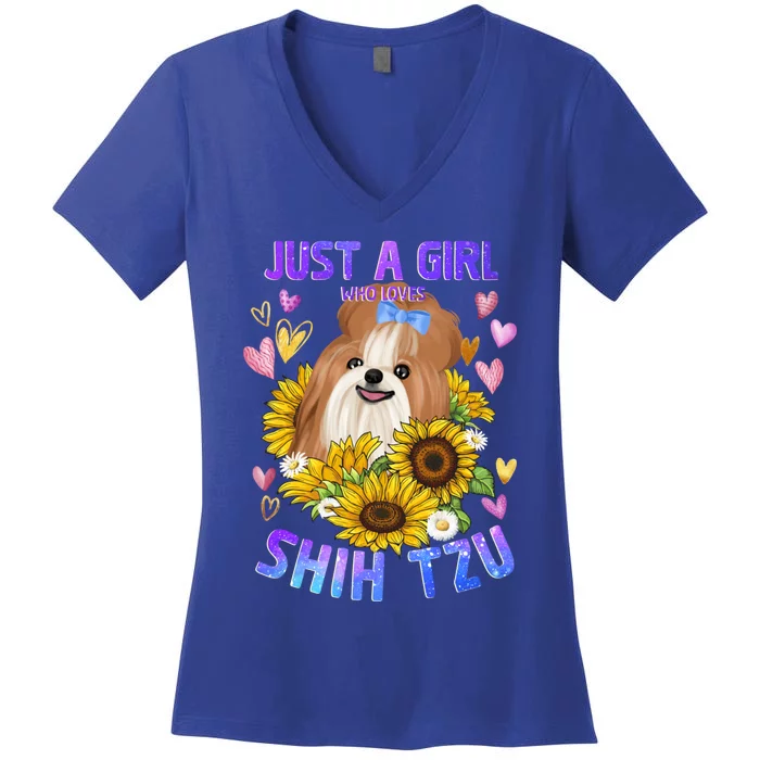 Shih Tzu Dog Lover Funny Cute Puppy Gift Women's V-Neck T-Shirt