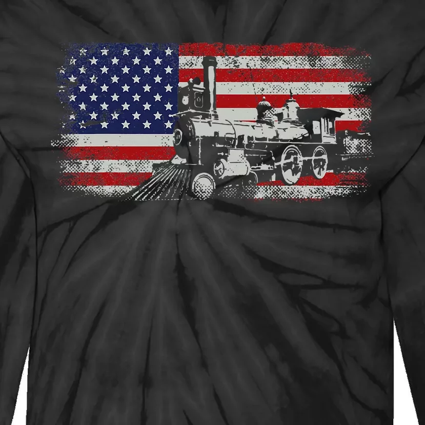 Steam Train Driver Trainspotting Locomotive Tie-Dye Long Sleeve Shirt