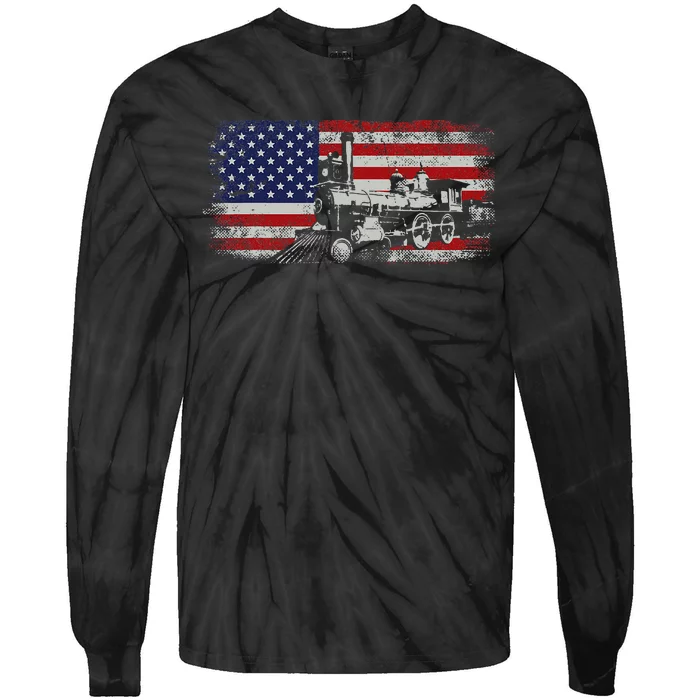 Steam Train Driver Trainspotting Locomotive Tie-Dye Long Sleeve Shirt