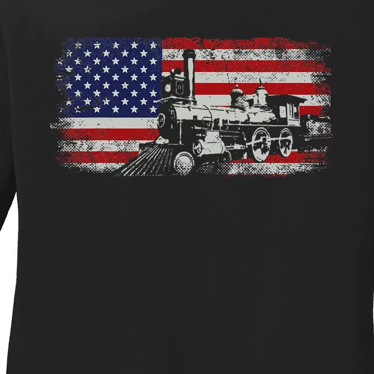 Steam Train Driver Trainspotting Locomotive Ladies Long Sleeve Shirt