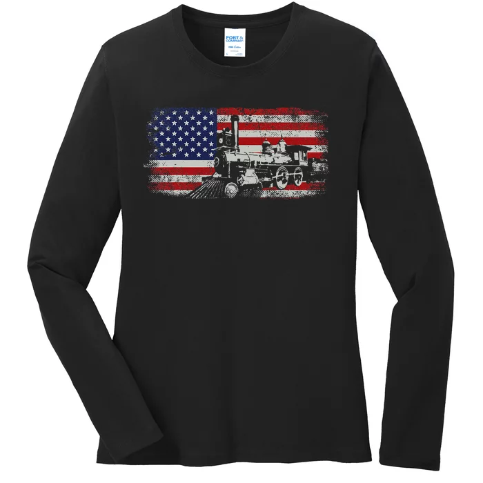 Steam Train Driver Trainspotting Locomotive Ladies Long Sleeve Shirt