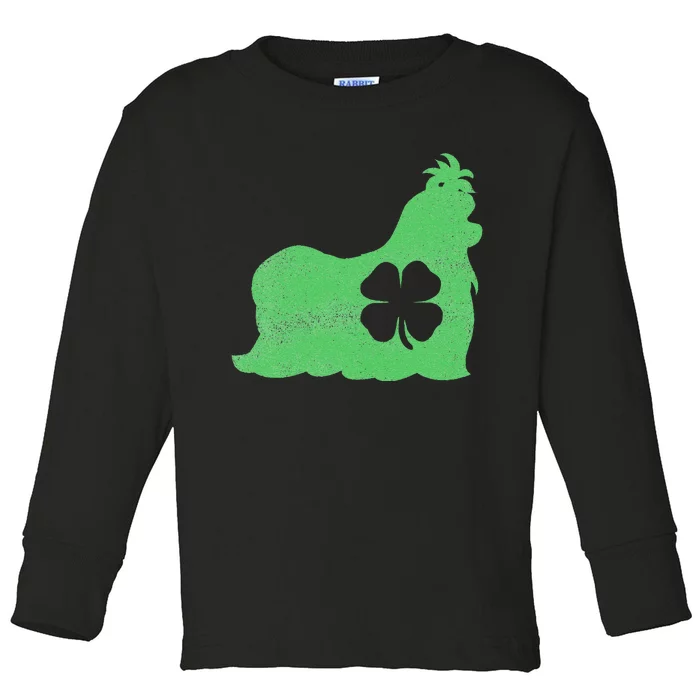 Shih Tzu Dog Gift St. Patrick's Day Shamrock Irish Saint Toddler Long Sleeve Shirt