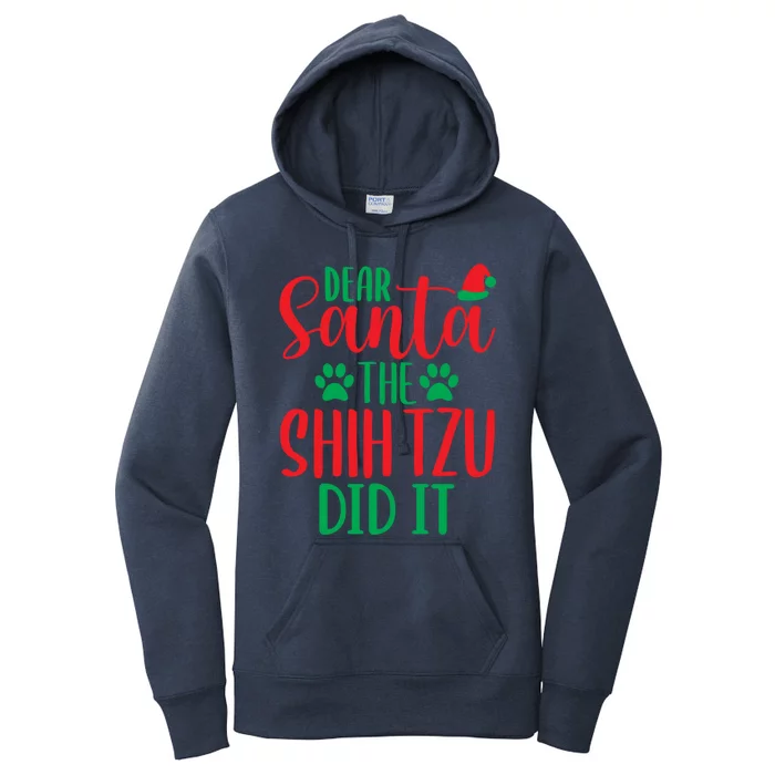 Shih Tzu Did It Christmas Dear Santa Gift Women's Pullover Hoodie