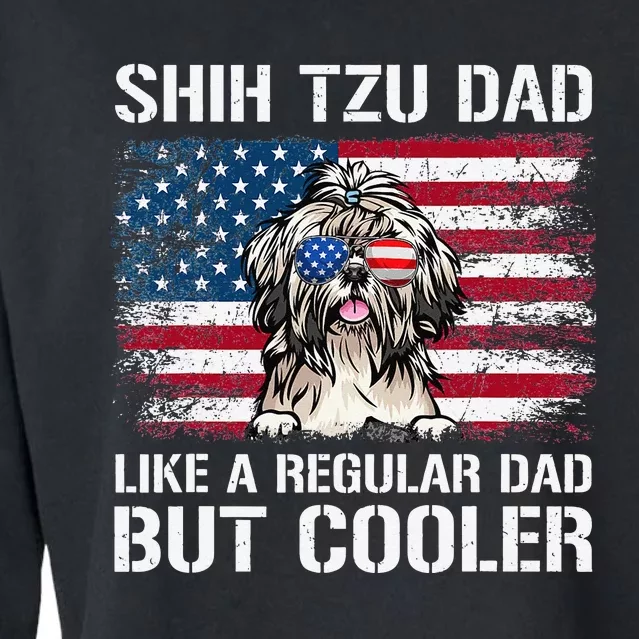 Shih Tzu Dad Like A Regular Dad But Cooler 4th Of July Cropped Pullover Crew