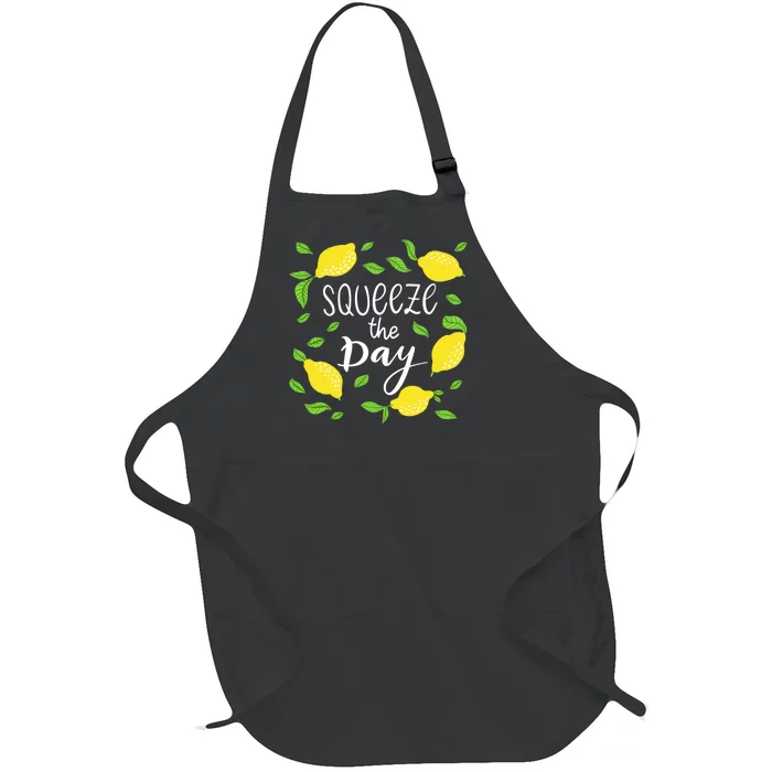 Squeeze The Day Lemons Quote Full-Length Apron With Pocket