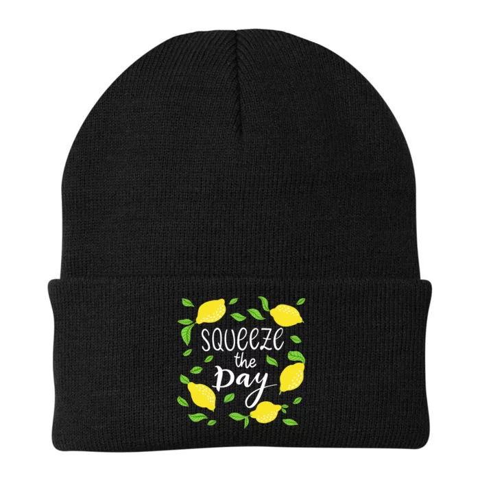 Squeeze The Day Lemons Quote Knit Cap Winter Beanie