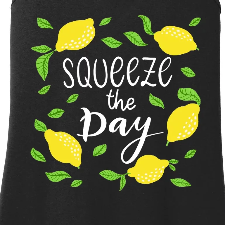 Squeeze The Day Lemons Quote Ladies Essential Tank