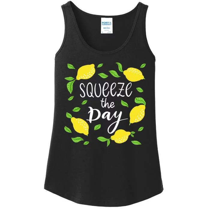 Squeeze The Day Lemons Quote Ladies Essential Tank