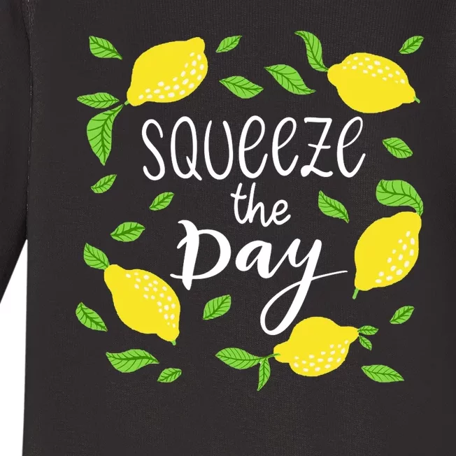 Squeeze The Day Lemons Quote Baby Long Sleeve Bodysuit