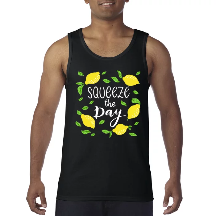 Squeeze The Day Lemons Quote Tank Top