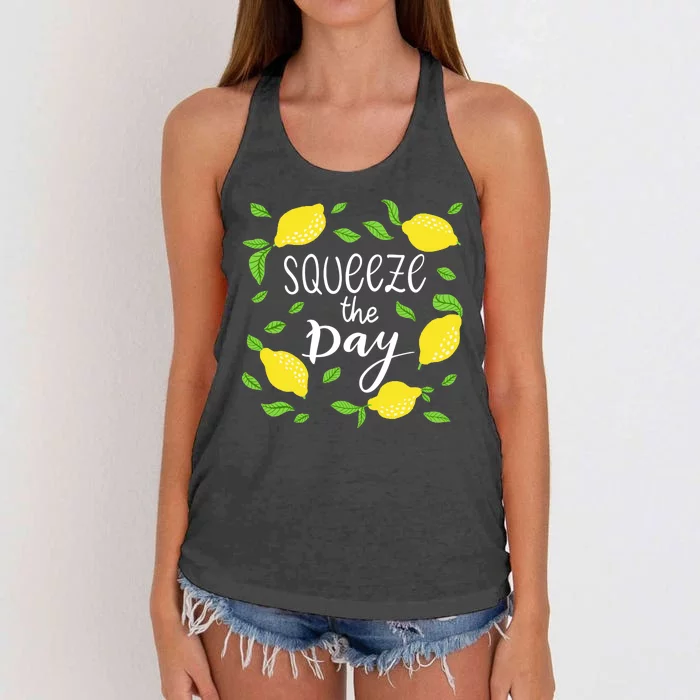 Squeeze The Day Lemons Quote Women's Knotted Racerback Tank