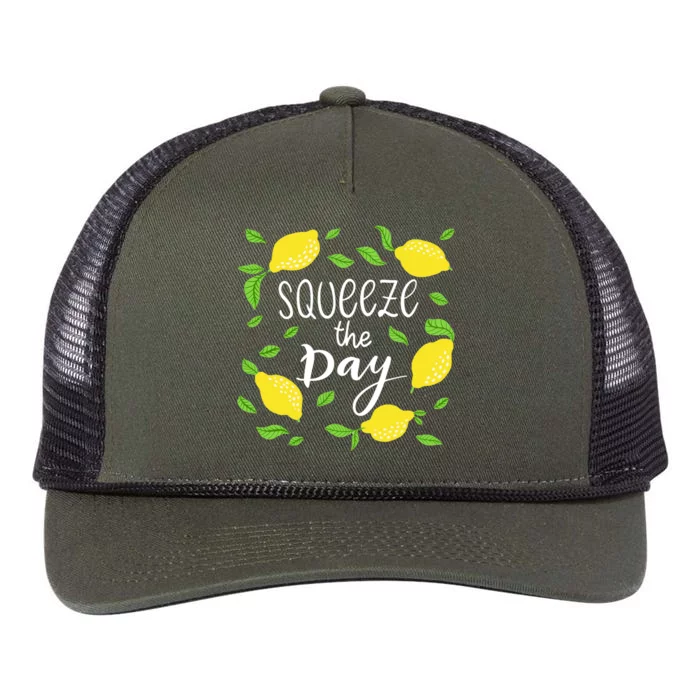 Squeeze The Day Lemons Quote Retro Rope Trucker Hat Cap