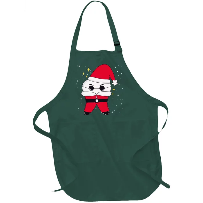 Santa Tooth Dentist Christmas Gift Full-Length Apron With Pocket