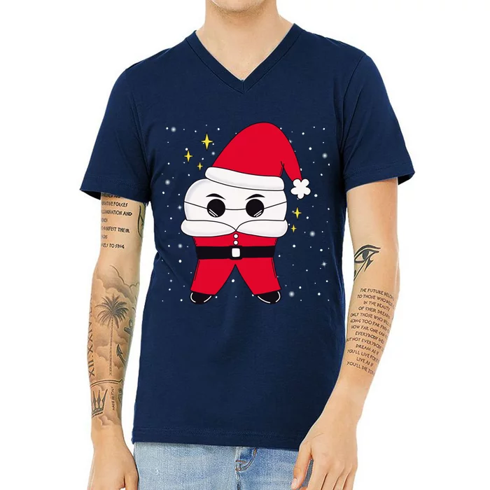 Santa Tooth Dentist Christmas Gift V-Neck T-Shirt